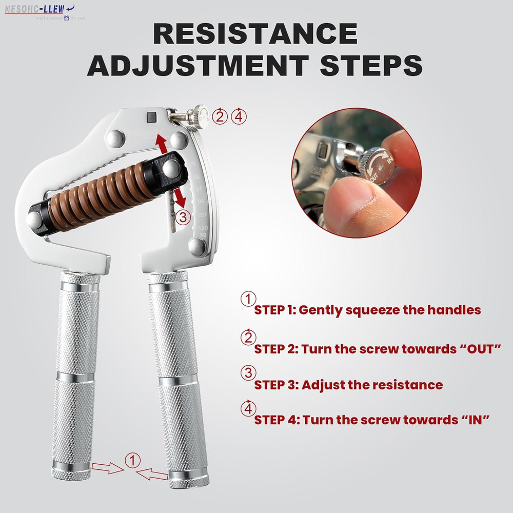 Premium Adjustable Grip Strength Trainer - 55-264 Lbs Resistance Range