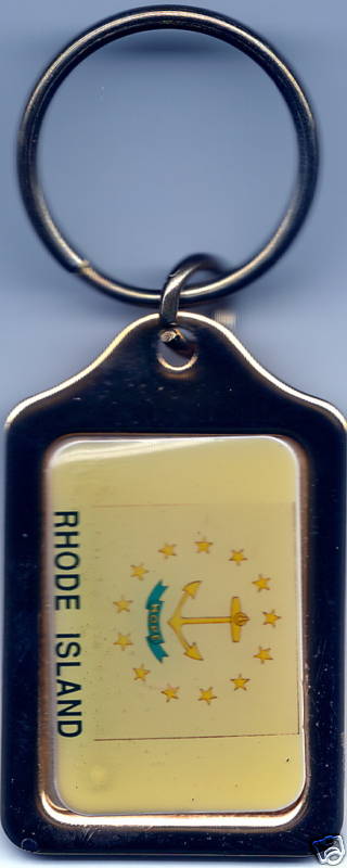 State of Rhode Island Flag Solid Brass Key Chain NEW