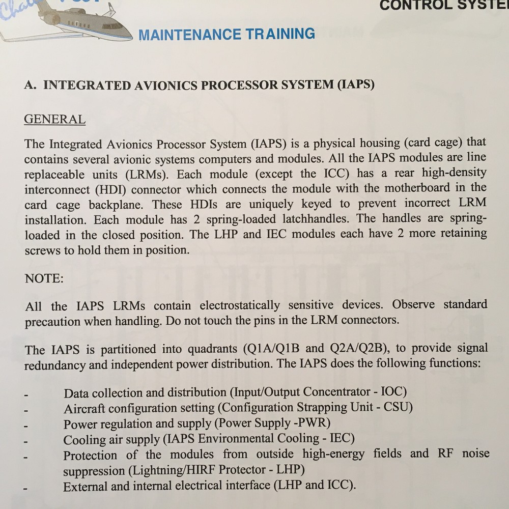 Bombardier Challenger CL-604 AFCS & IAPS Service Training Manual