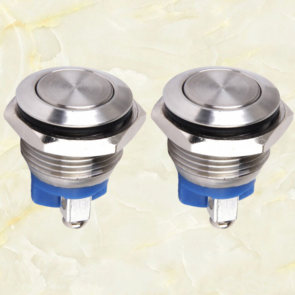 Car Horn Switch Push Button Stainless Steel 2PCS Momentary Horn Button