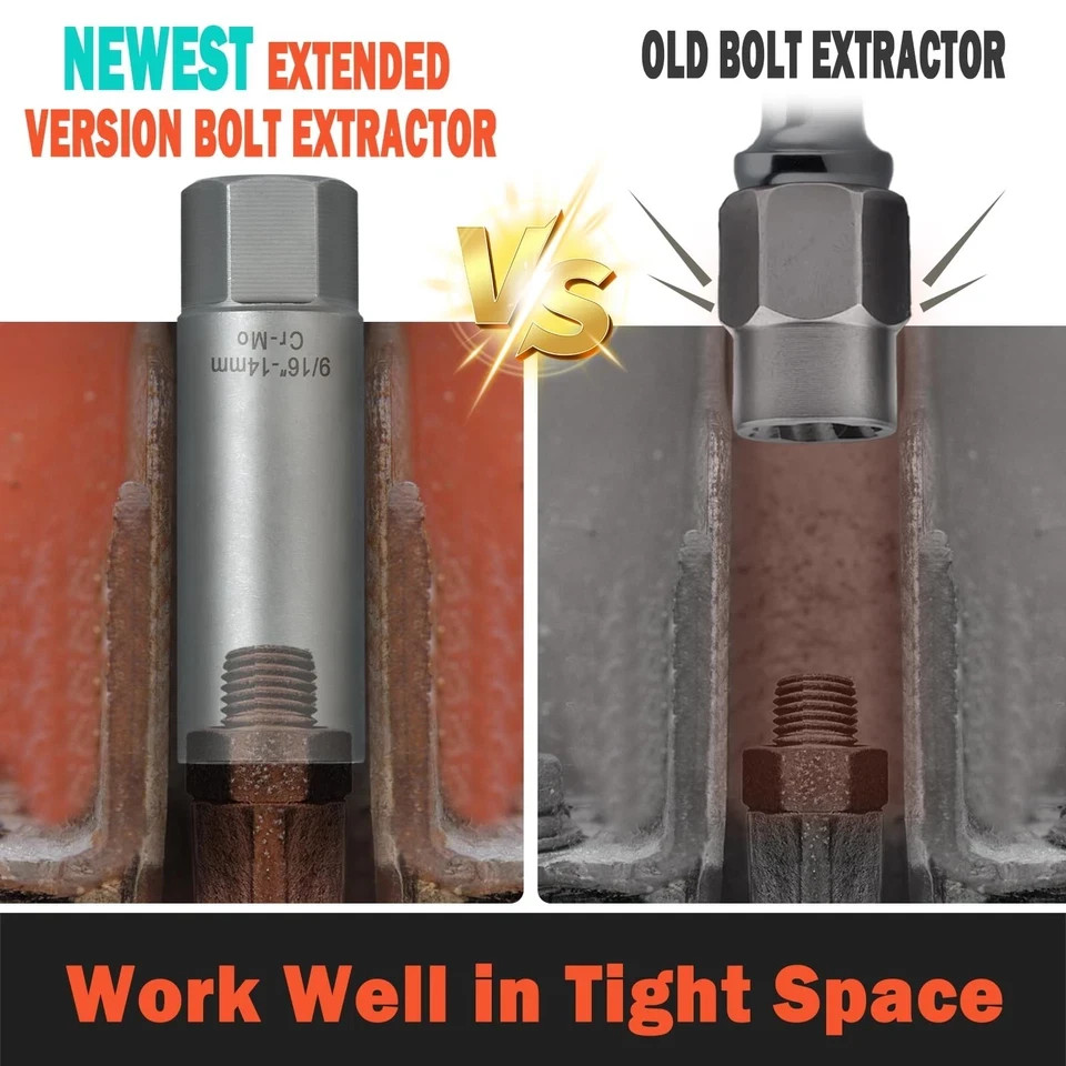 5PCS Deep Bolt Extractor Kit, Easy Out Spark Plug Socket Set, Ez...