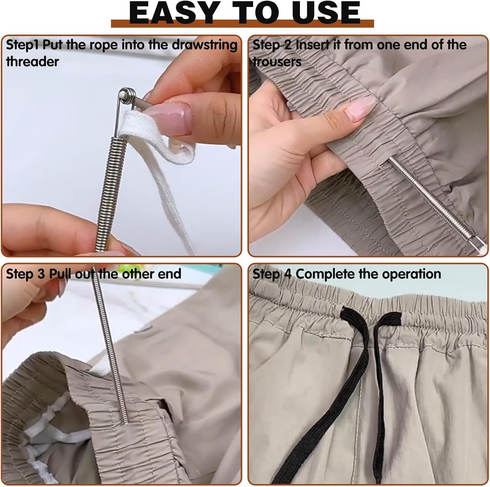 3-Piece Spring Drawstring Threader Tool for Hoodies and Apparel
