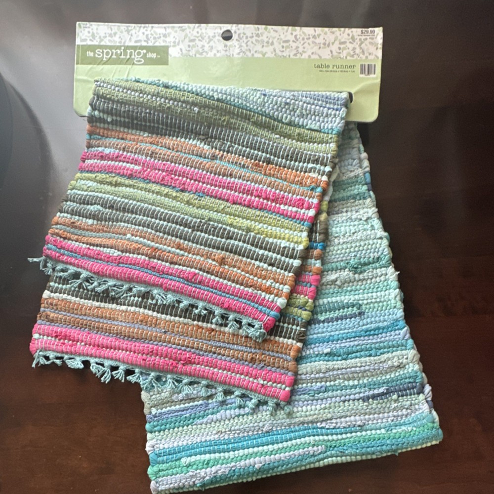 The Spring Shop Multicolor Striped Cotton Table Runner 14x72in Rectangular