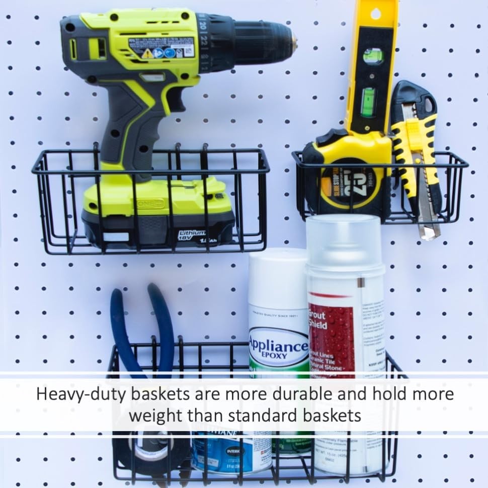 Heavy Duty Peg Board Hook Baskets for Pegboard Holes Wire