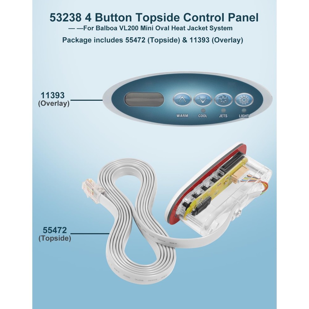Balboa VL200 4-Button Spa Topside Control Panel 53238 for Dream Maker X500