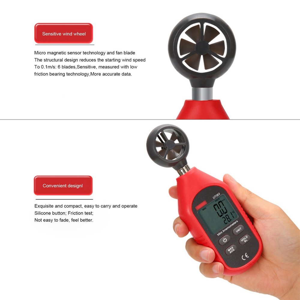 Precision Measure Wind Speeds Handheld Digital LCD Anemometer Backlight Display