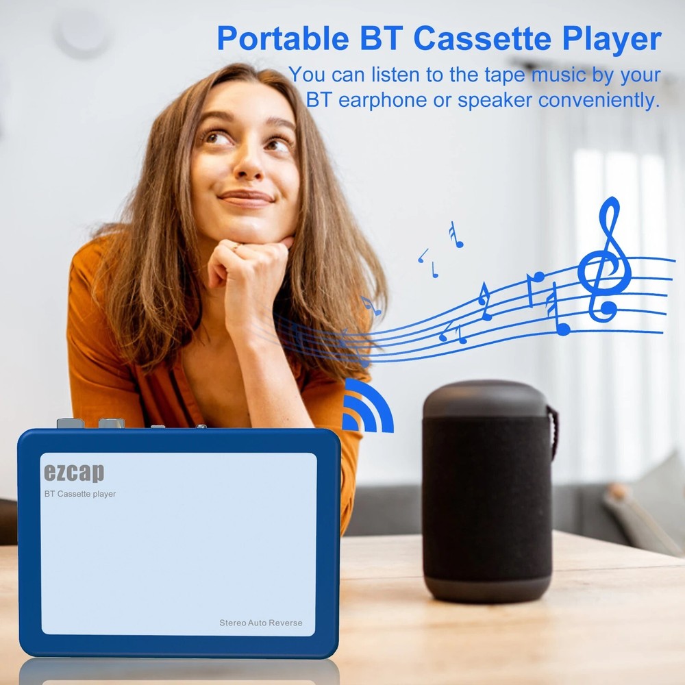 Bluetooth Cassette Player, Tape Bluetooth Output to Headphone/Speaker, Walkman