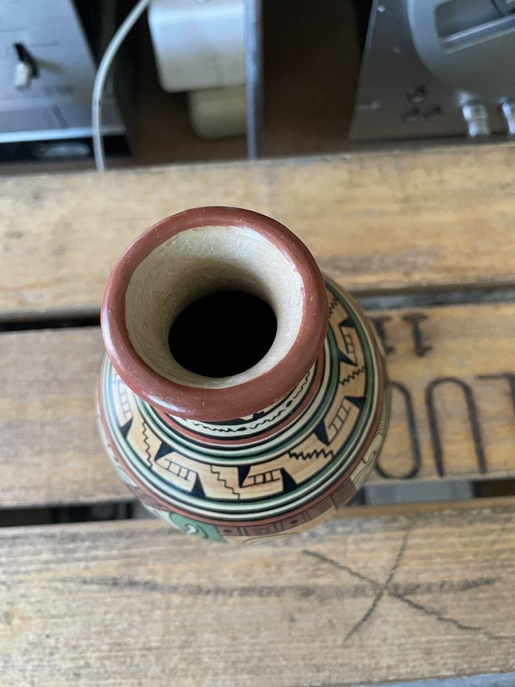 Vintage Mini Cusco Peruvian Pottery Vase Or Jug With Face