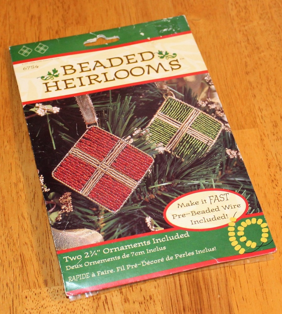Fibre Craft: BEADED HEIRLOOM KITS #6754 - Makes 2 - New - Gift Box Shape