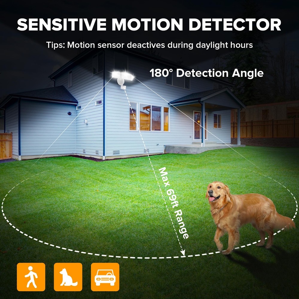 UME 2 Pack 5500LM LED Security Lights Motion Sensor Light 2 Pack, White