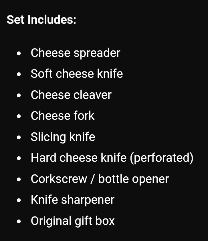 Hychill Serving Ware - 8PC Set Cheese Knives - Sharpener and Wine Opener