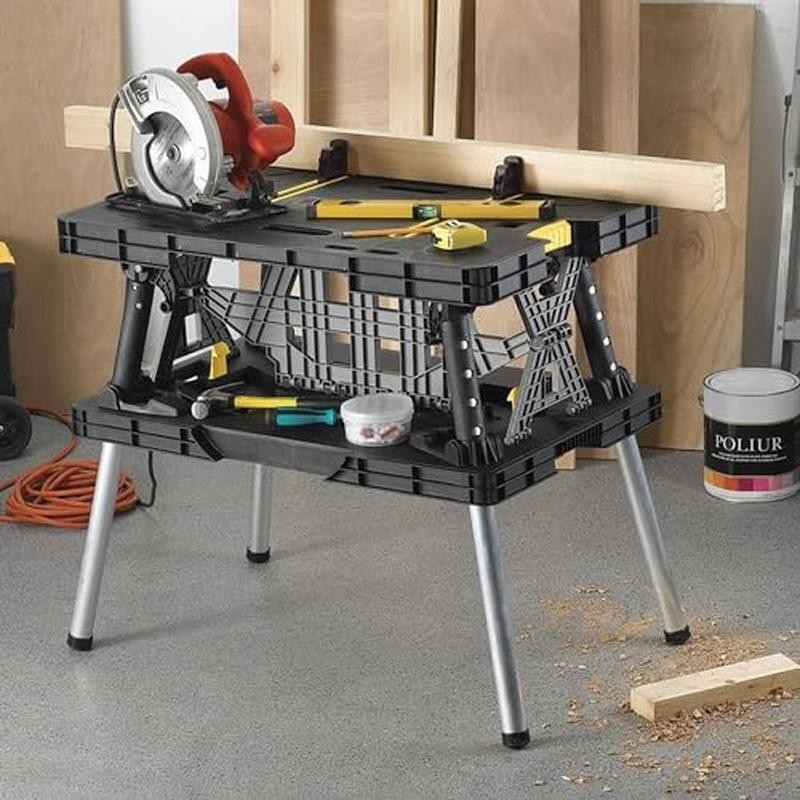 Portable Folding Work Table Heavy Duty Workbench W/ Clamps DIY Projects New