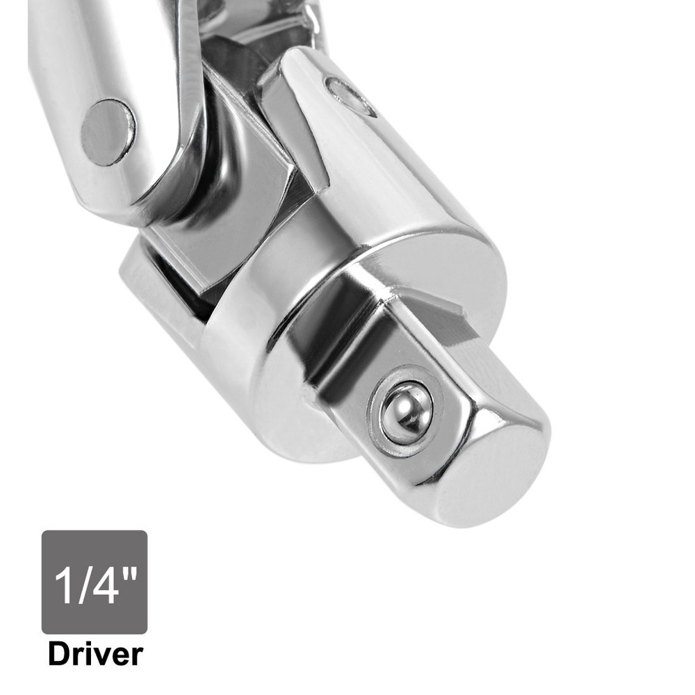 2 Pcs 1/4 Inch Drive Spring Loaded Universal Joint Socket Cr-V