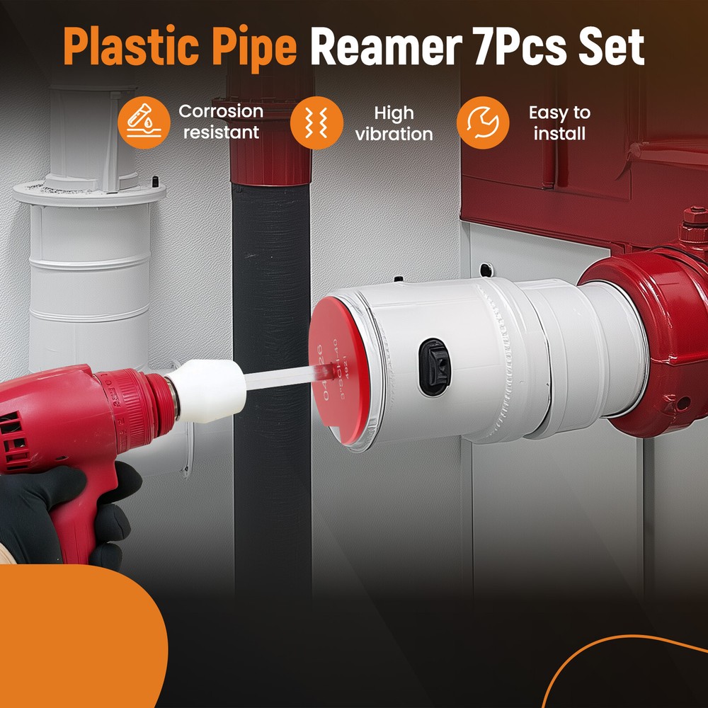 7PCS PVC Pipe Reamer Kit Fitting Socket Saver SCH Plumbing Tools for 1/2" Drills