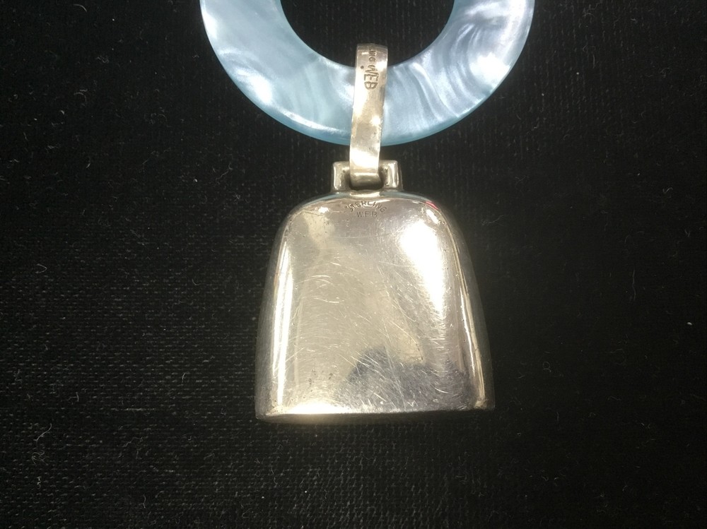 Baby teether rattle with birth data ready to be engraved Web sterling silver