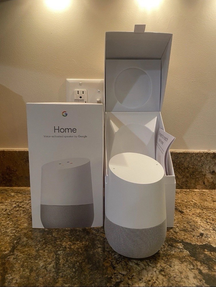 Google Home Voice-Activated Smart Speaker With Box White Google Assistant