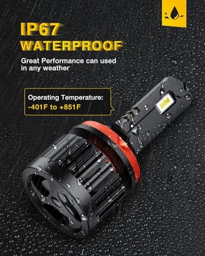 H11 Headlight Replacement Bulb, 500% Brighter, 6000K Cool White High