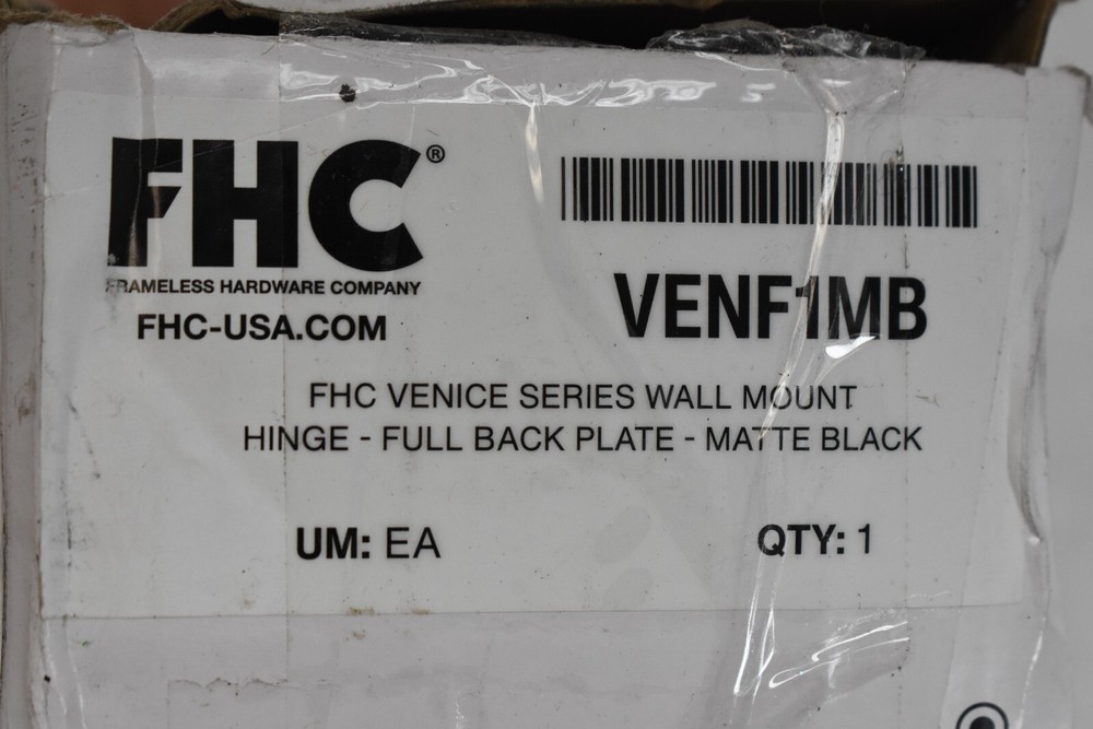 FHC Venice Series Wall Mount Hinge Full Back Plate Matte Black VENF1MB