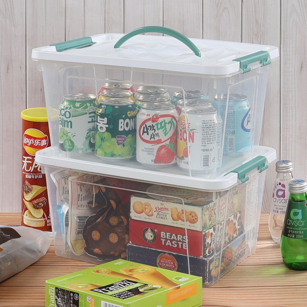 Kekow 14 Quart Latching Storage Box, Stackable Storage Bin with Lid, 8 Pack