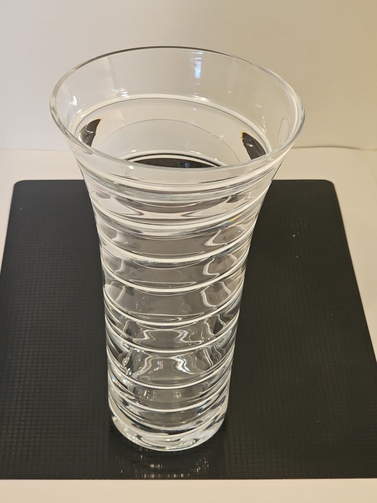 Mid Century White Spiral Optic Art Glass 10” Vase