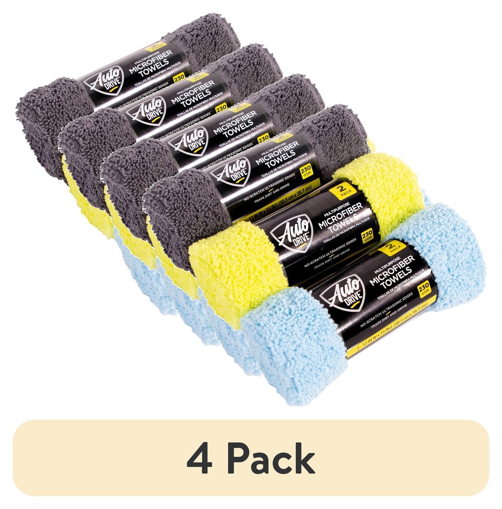 (4 pack) Drive Microfiber Multi Microfiber Towel, Cleaning Towel 2 Pack