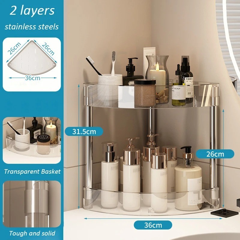Multi Layer Bathroom Storage Rack Corner Shelf Rolling Space Saving Organizer