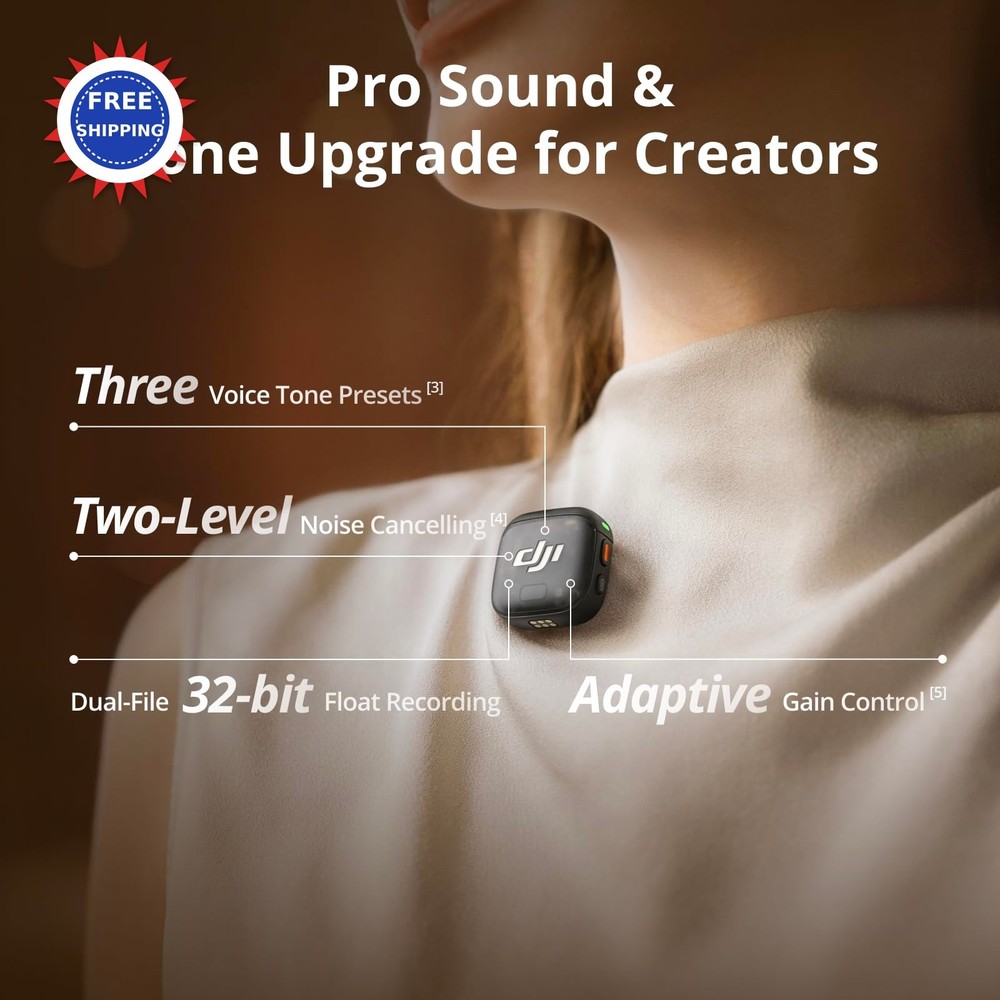 Wireless Microphone DJI Mic 3 Transmitter for iPhone Camera Android Lightweight