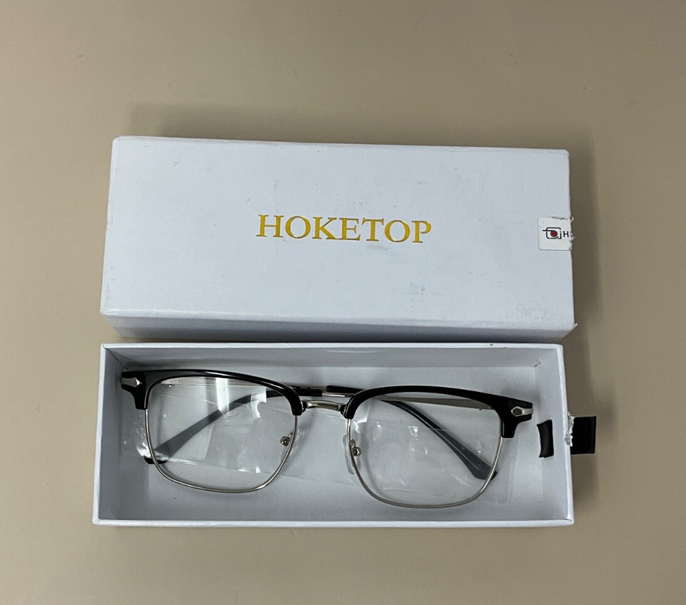 Blue Light Blocking Glasses for Men Anti-Fatigue Rectangle Silver/Black