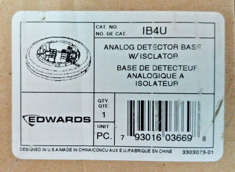 NEW EDWARDS ANALOG DETECTOR BASE WITH ISOLATOR IB4U