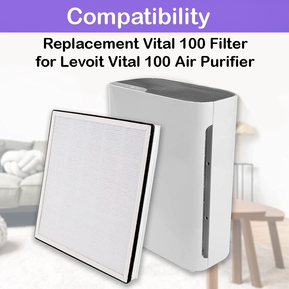 2 Pack Replacement HEPA Filter Set for LEVOIT Vital 100-RF Air Purifier