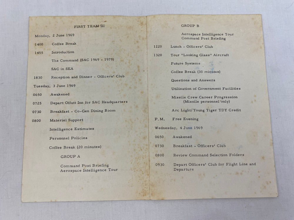 1969 Strategic Air Command First Team Notebook Offutt US Air Force & Itinerary