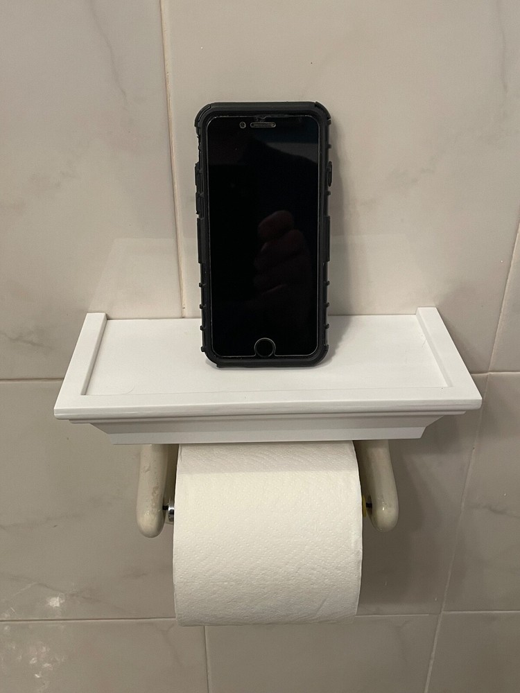 New White Bathroom Wall Phone Shelf Organizer