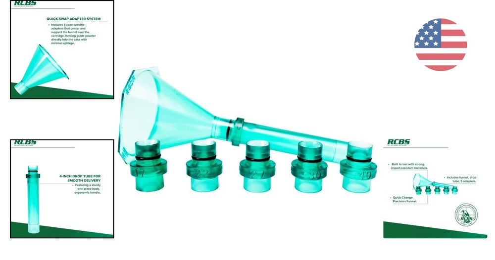 Efficient Quick Change Powder Funnel Kit for Multiple Calibers - Compact Size