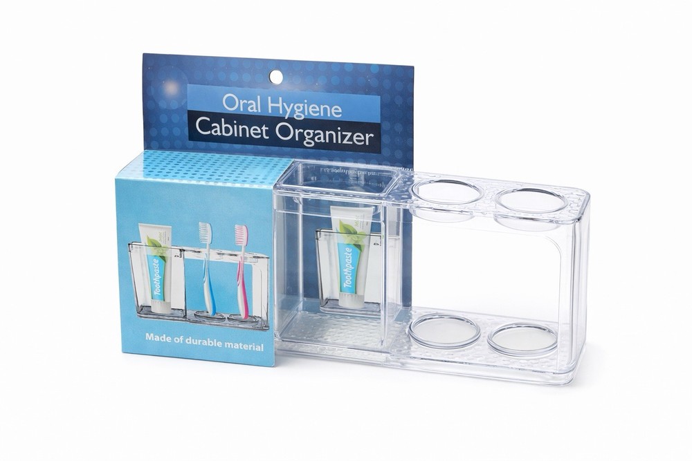 Clear Acrylic Toothbrush & Toothpaste Holder Bathroom Organizer