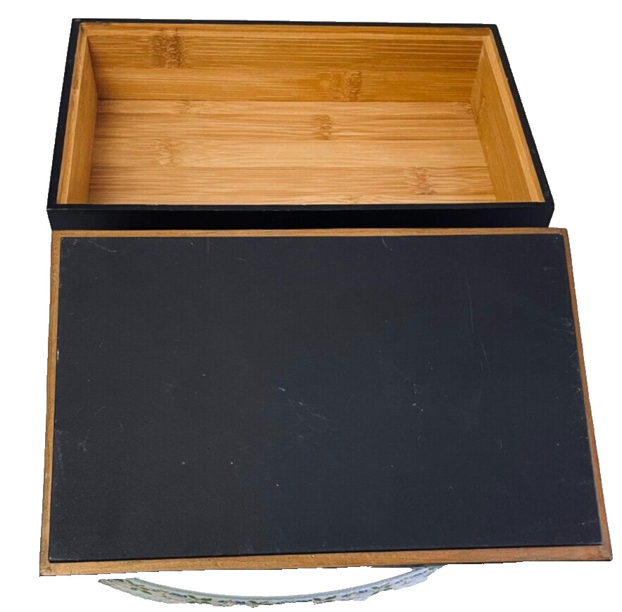 Beach Winter Blue Rectangular Decorative Bamboo Box Shells on Handmade lid 9x 6"