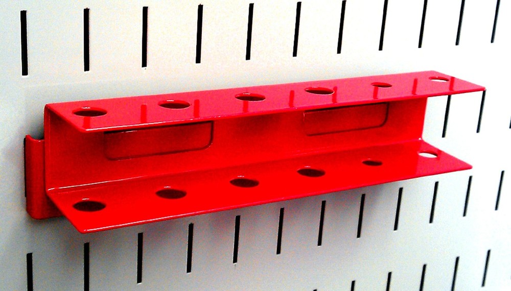 Red Slotted Metal Pegboard Accessory Screwdriver Holder Bracket for Tool