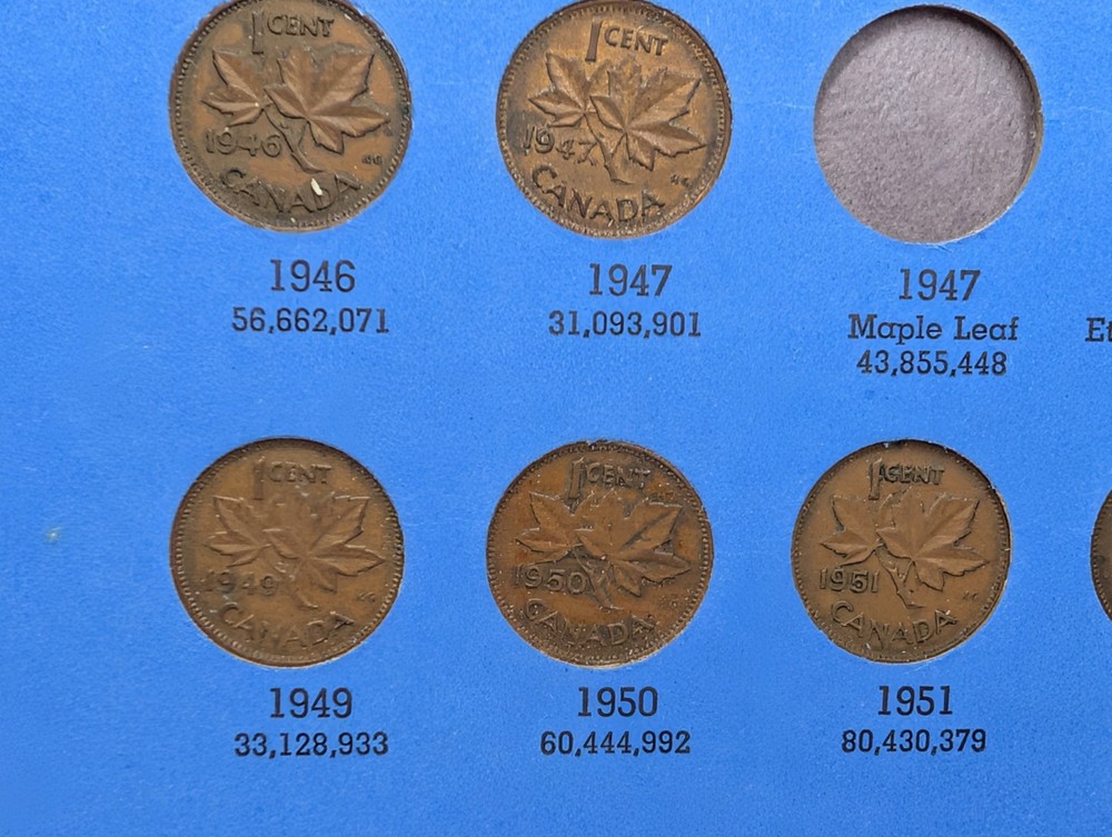 Partial Set Canada Small Cents 40 Coins Whitman Folder 260357