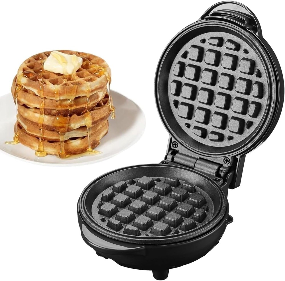 Mini Waffle Maker Machine 4-Inch Chaffle Mold W/ Non-Stick Surface 550W Quick