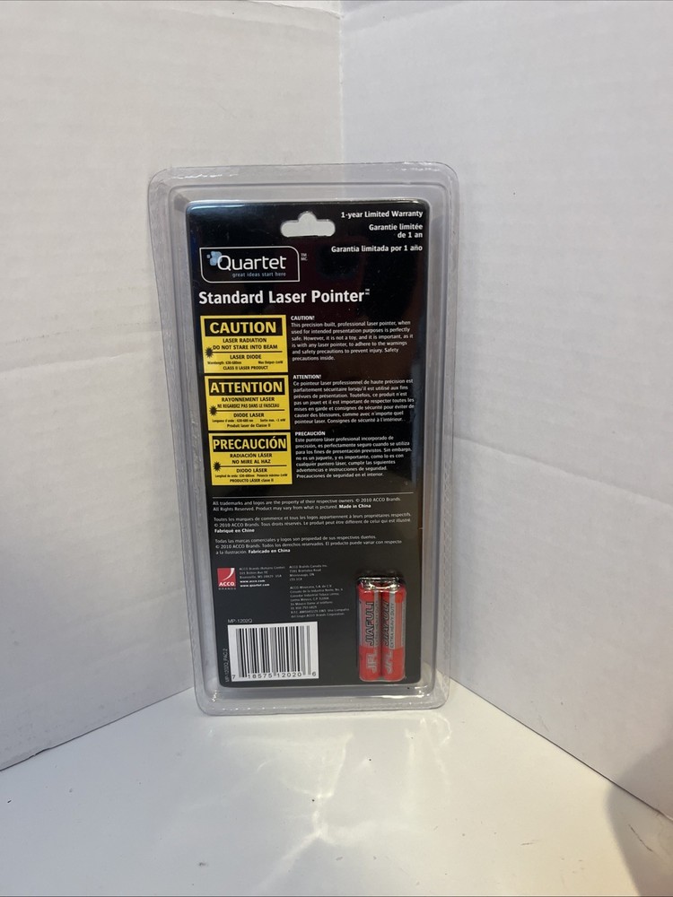 Quartet Standard Laser Pointer, Class 2, MP-1202Q, Projects 450 feet, School Use