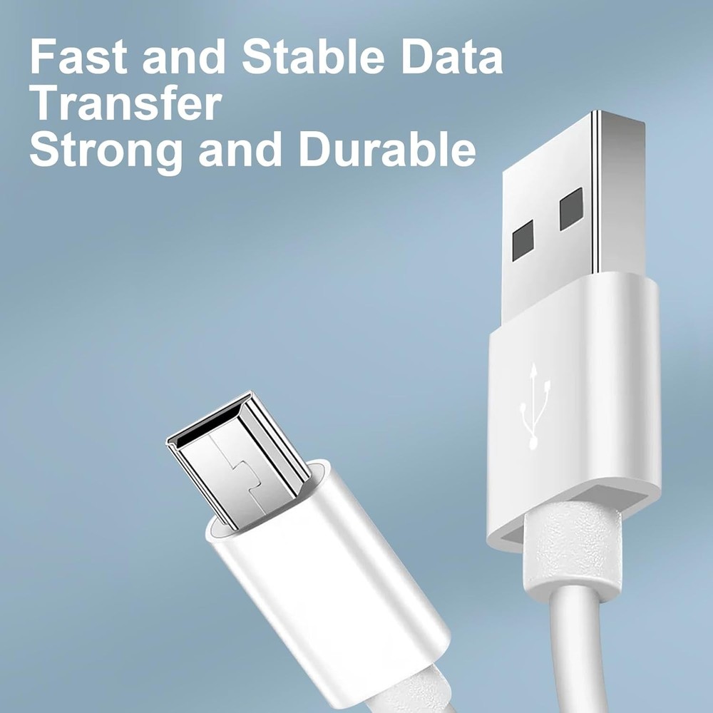 (2 Pack) Mini USB Charger and Data Cable for Texas Instruments White