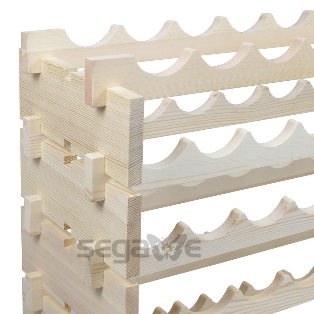 72 Bottles Wine Rack Stackable Storage 6 Tier Solid Wood Shelves Heavy Duty
