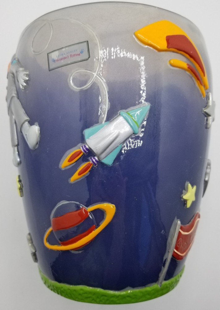 Laura Ashley Astronaut Alien Planets Outer Space Trash Can 3 Dimensional Acrylic