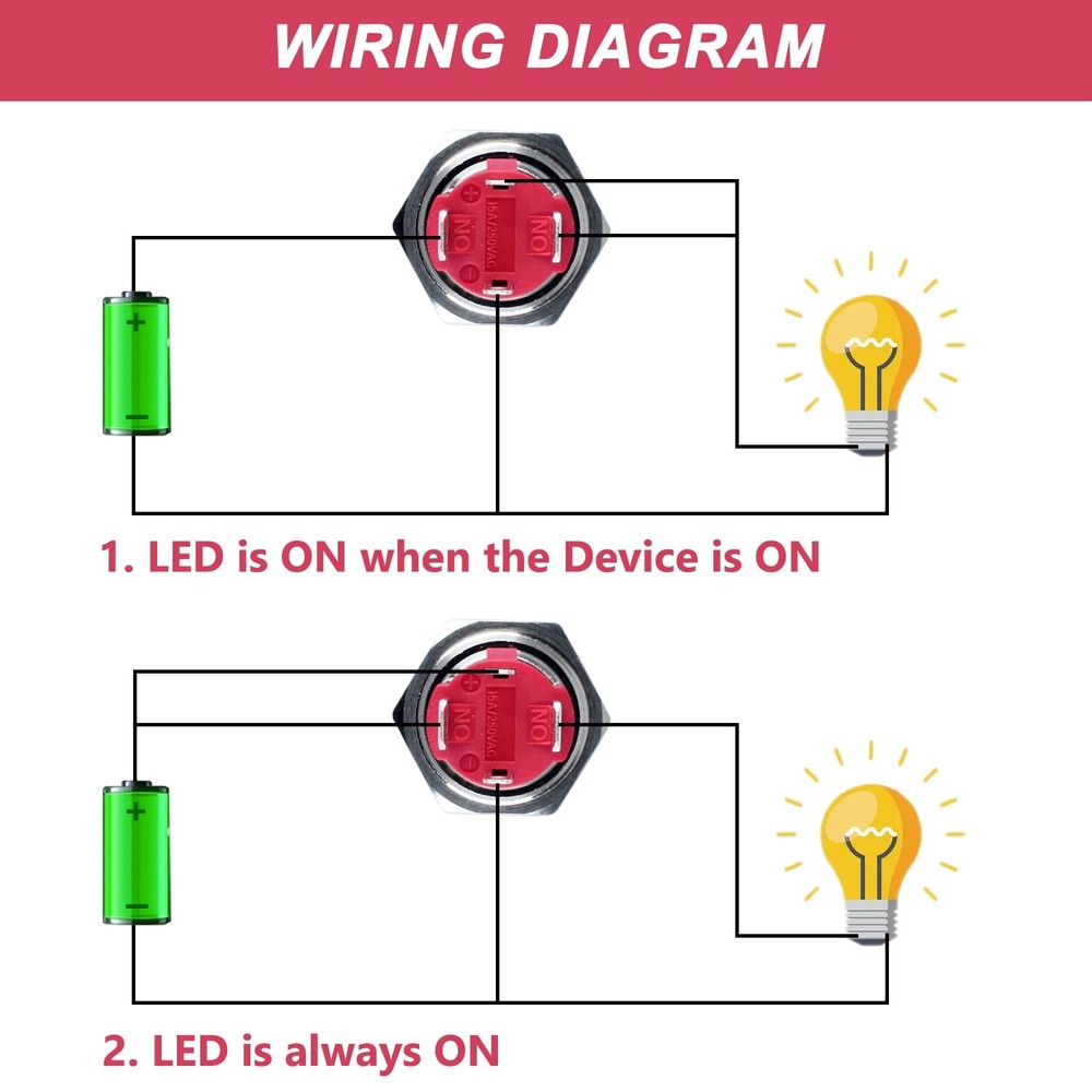19mm Heavy Duty Latching Metal Push Button Switch Latching, Blue