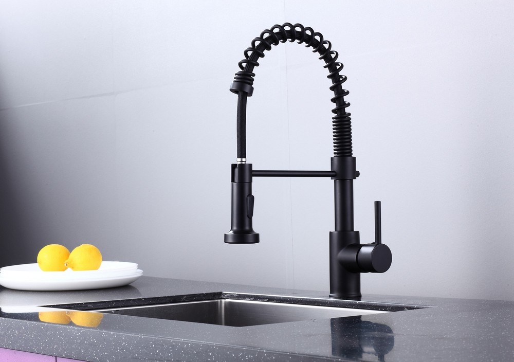 Döretz Pulldown Kitchen Faucet with Single Handle, Lead-Free Brass, Matte Black