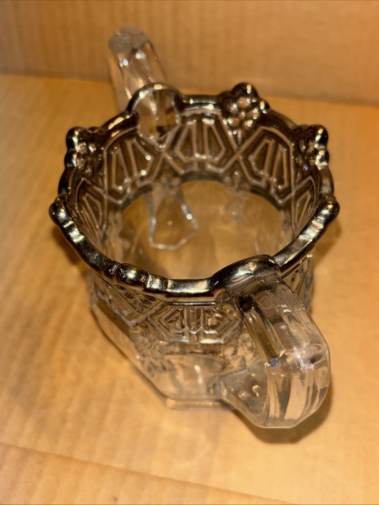 Vintage Athenia Silver Reverse Painted Glass Cream & Sugar