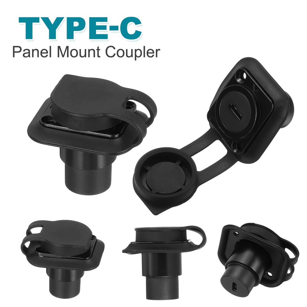 1Pcs Type C Panel Mount Coupler, D-Type USB C Pass Through 10Gbps Black