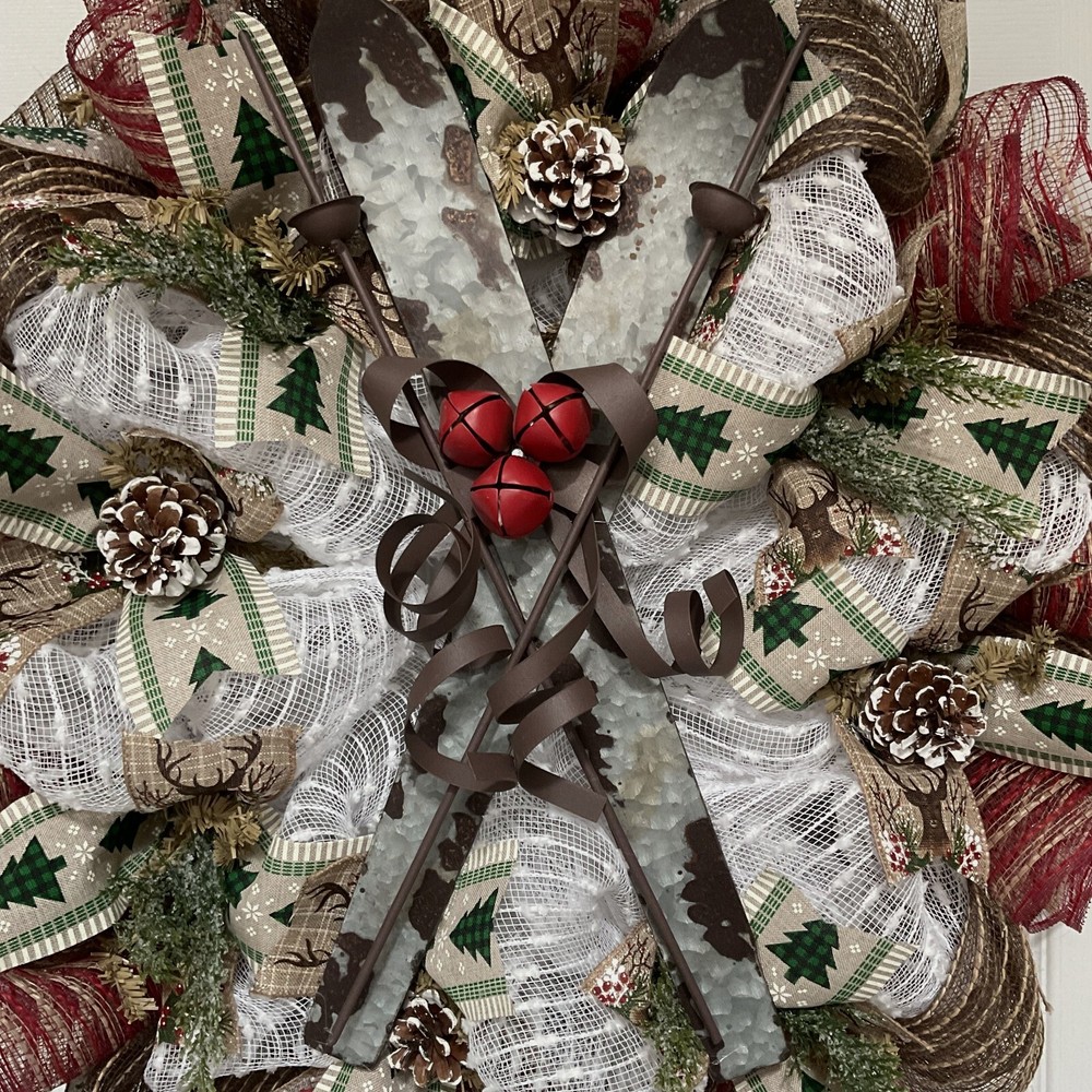 Rustic Winter Ski Wreath Handmade