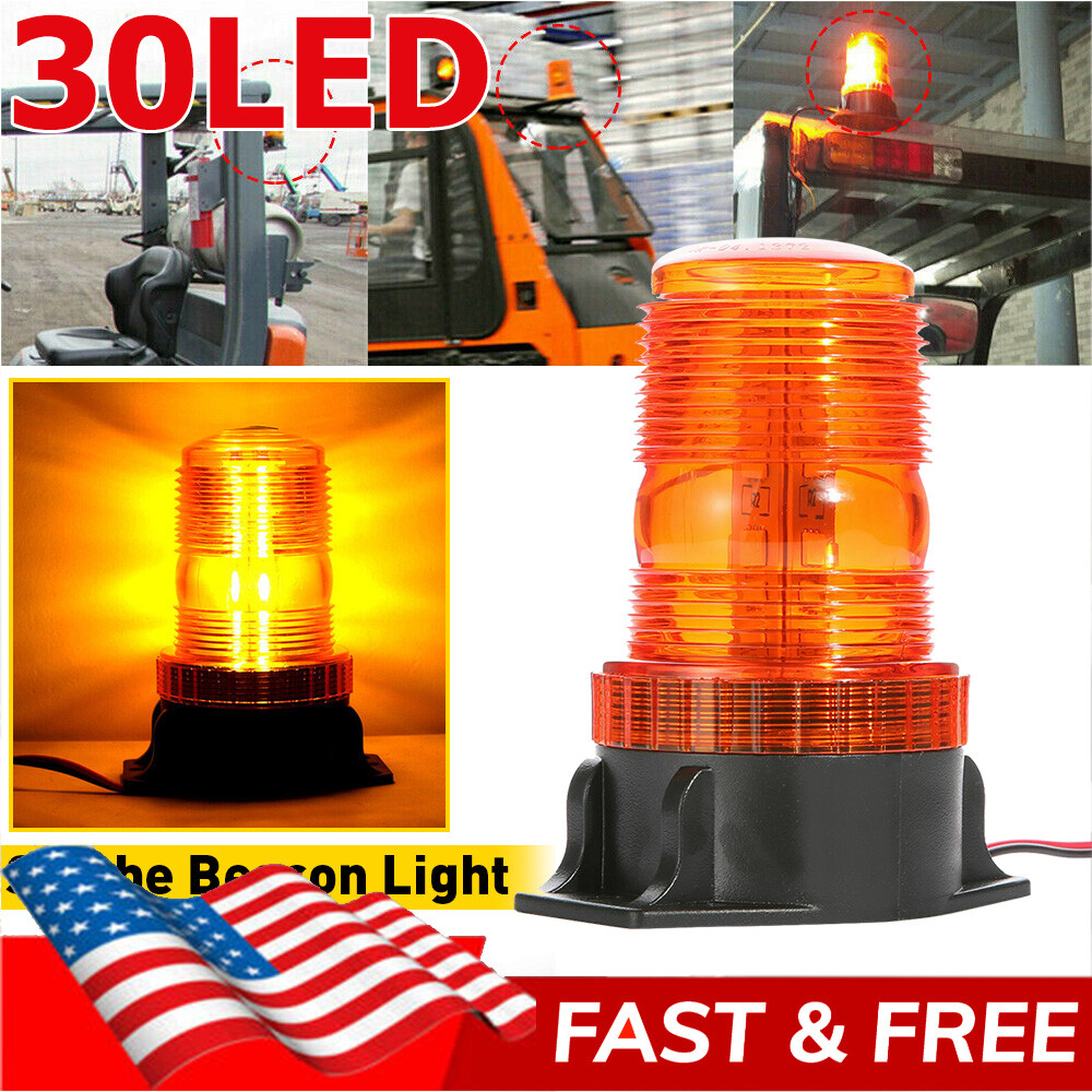 30LED Amber Strobe Rotating Light Rooftop Flash Beacon Warning Emergency 12V-24V