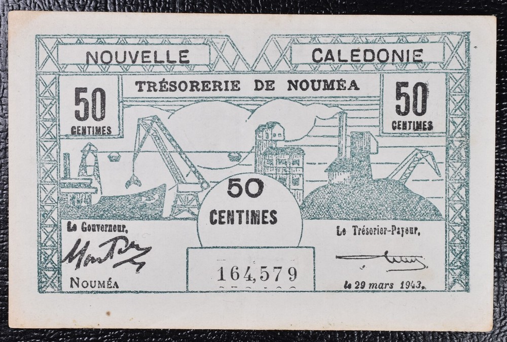 1943 New Caledonia 50 Centimes Banknote