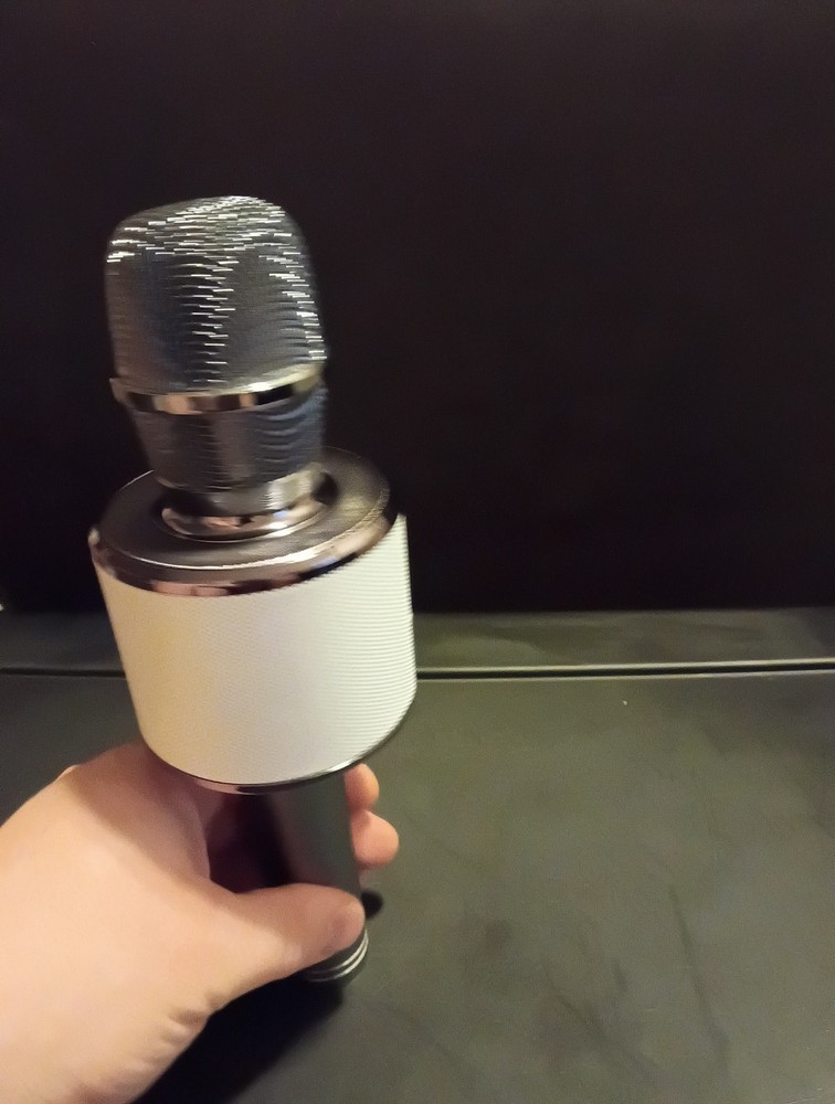 Hand Held Karaoke Microphone White/ Silver Tested- Works!